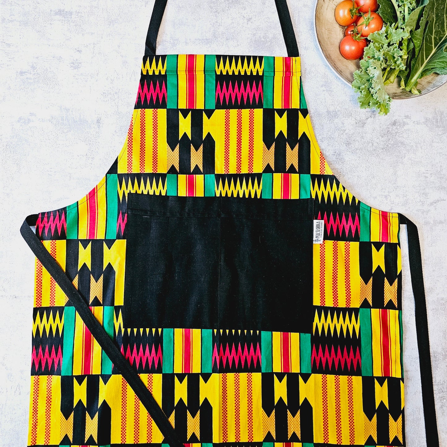 Handmade Apron and Matching Oven Gloves Set | 100% Cotton African Print Fabric-1