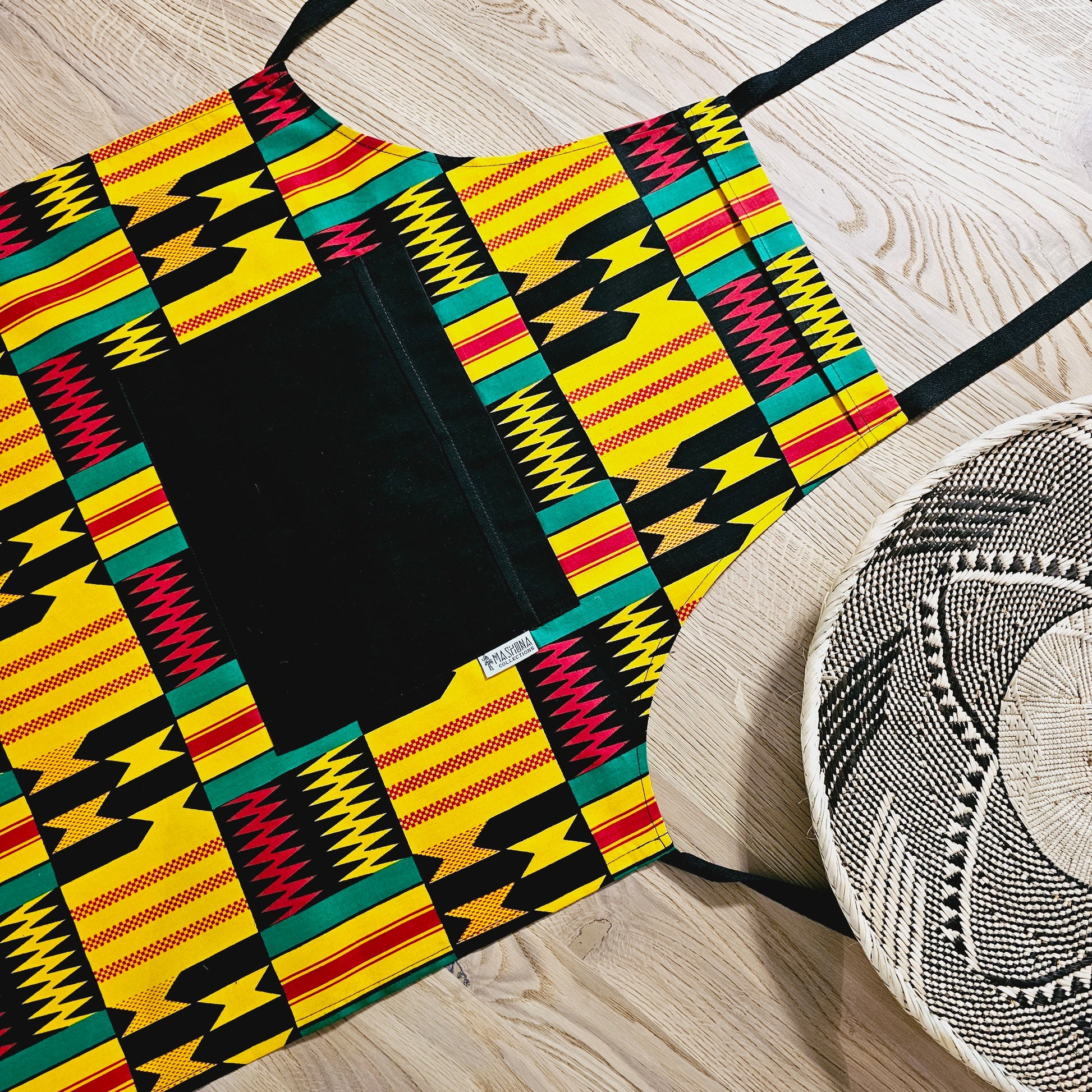 Handmade Apron and Matching Oven Gloves Set | 100% Cotton African Print Fabric-4